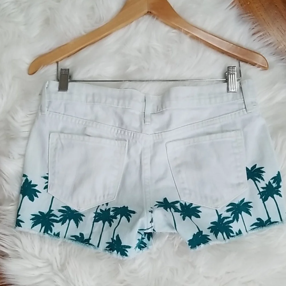 0ld Navy Diva 3 cut-off Blue Palm jeans shorts